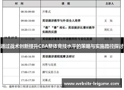通过战术创新提升CBA整体竞技水平的策略与实施路径探讨 通过战术创新提升CBA整体竞技水平的策略与实施路径探讨